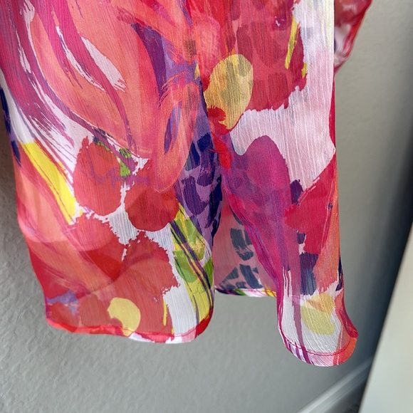 Soft Surroundings Sheer Multicolor Summer Festival Tunic Button Down Size L - Picture 6 of 16